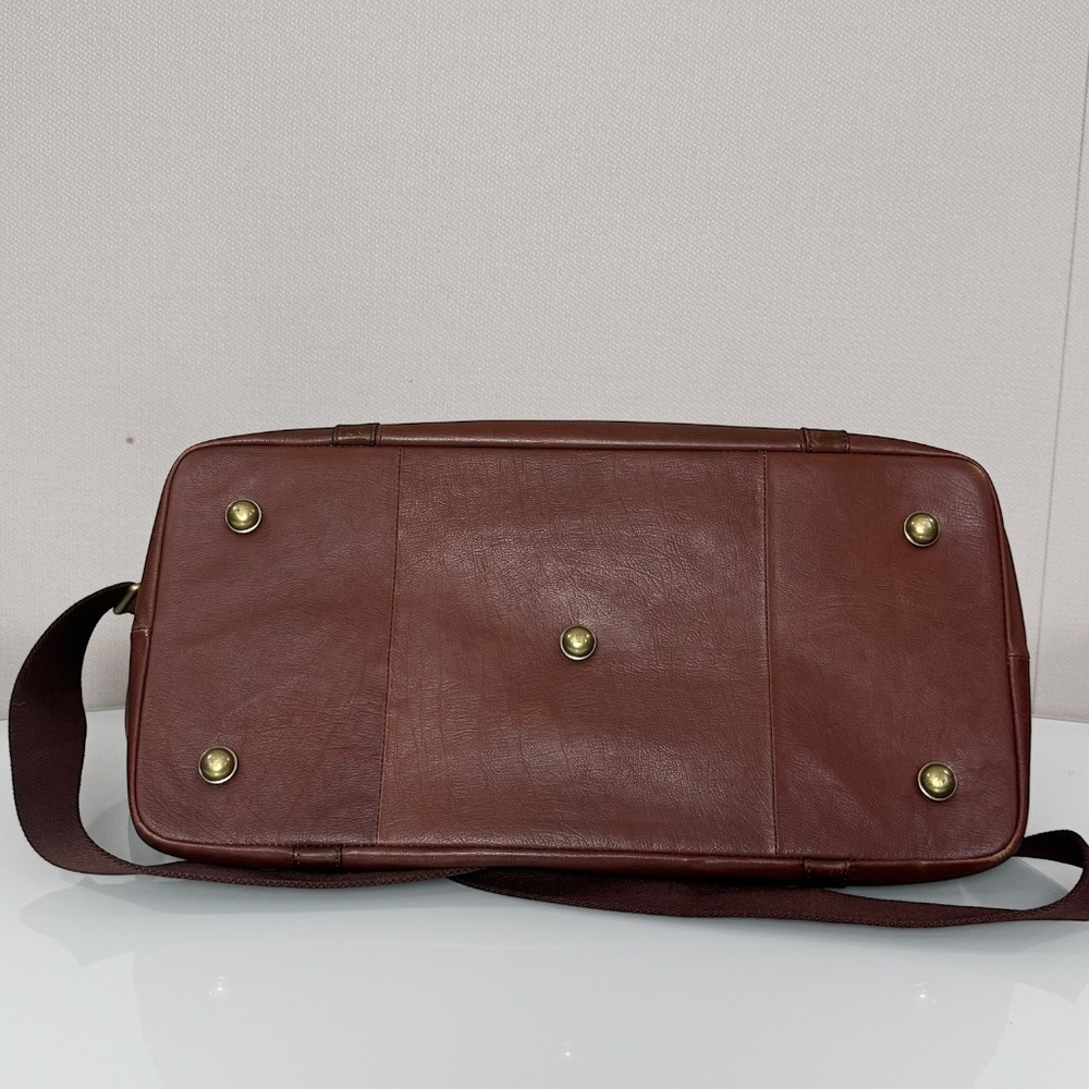 Fossil Mens Estate Brown/cognac Leather Weekender Travel Framed Duffle Bag - Picture 5 of 10